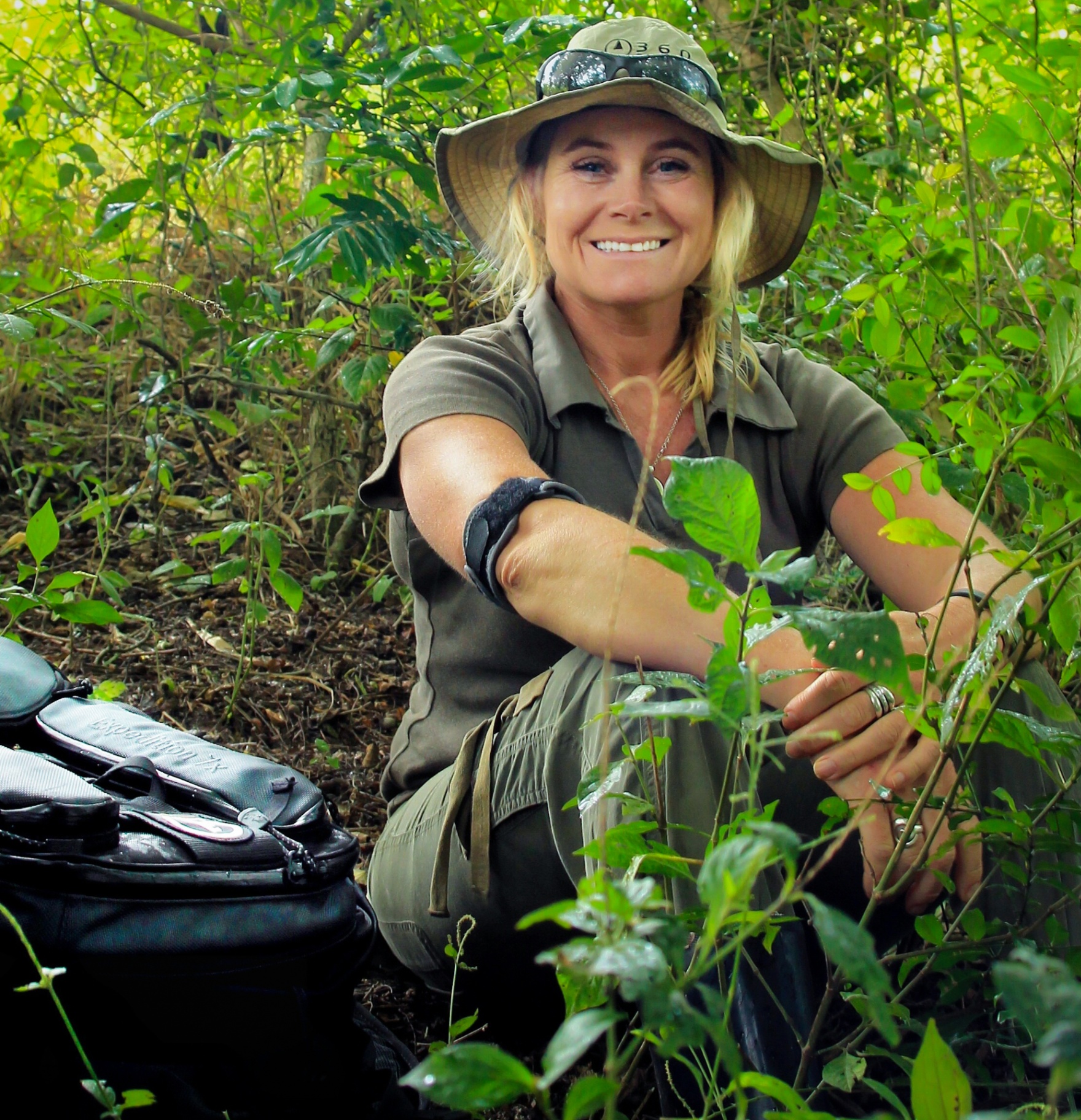 Jytte sitting in the Semuliki forest
